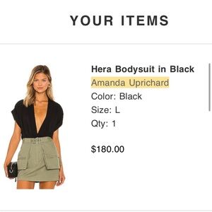 Amanda Uprichard Black Hera Bodysuit